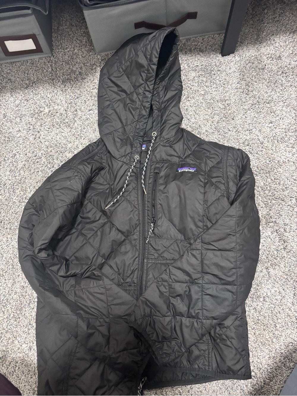 Patagonia Black Quilted Hooded Puffer Jacket